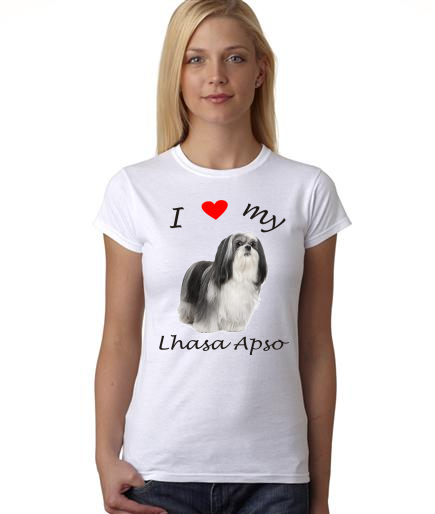 Dogs - I Heart My Lhasa Apso on Womans Shirt